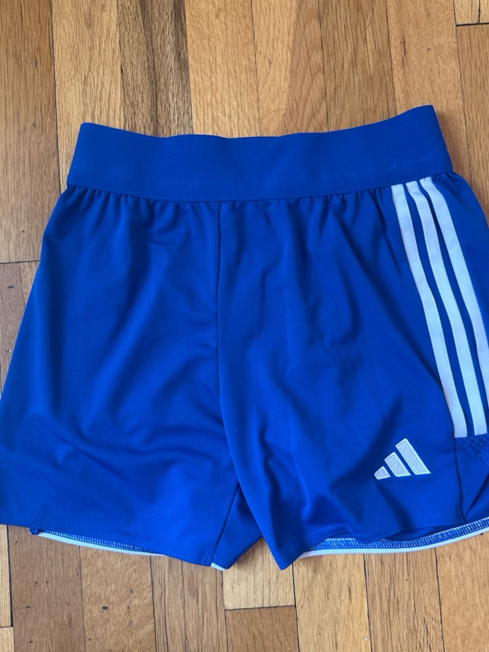 adidas Royal Blue Women’s Athletic Shorts with White Stripes